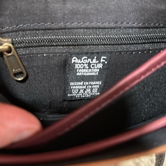 Augré F. Pony Hair And Leather Tan Raspberry Leather Crossbody Bag - Picture 4 of 11